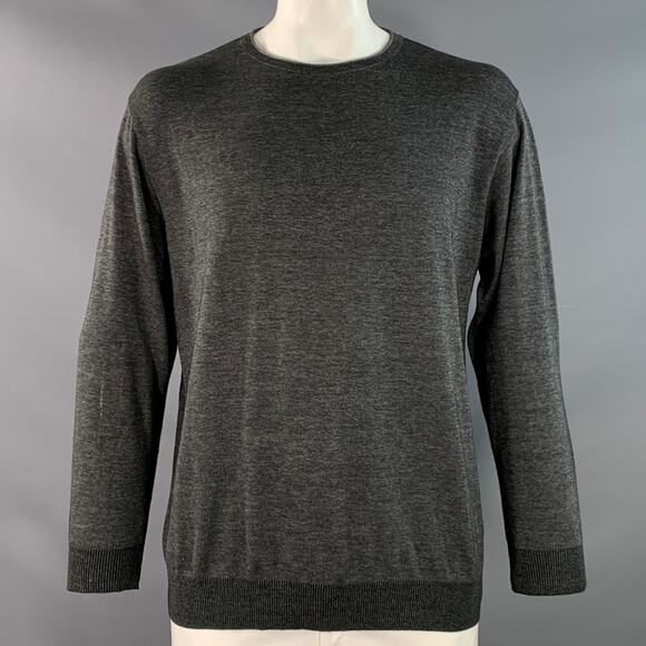 ERMENEGILDO ZEGNA Size L Grey Black Cotton Crew Neck Pullover - Picture 1 of 6